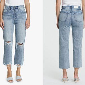 Pistola Cassie High Waist Ripped Crop Straight Leg Jeans Los Feliz